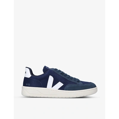 Shop Veja V12 Mesh And Suede Trainers In Blue