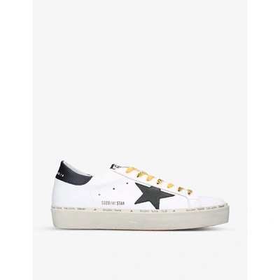 Shop Golden Goose Mens White/comb Men's Hi Star Logo-print Leather Low-top Trainers 8