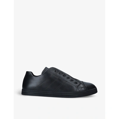 Shop Fendi Mens Black Cross-over Leather Mid-top Trainers 9