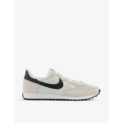 Shop Nike Challenger Leather And Textile Trainers In Light Bone Black White