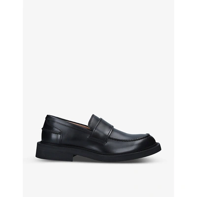 Shop Bottega Veneta Level Leather Loafers In Black
