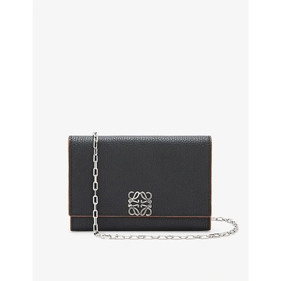 Shop Loewe Anagram-embellished Grained-leather Wallet-on-chain