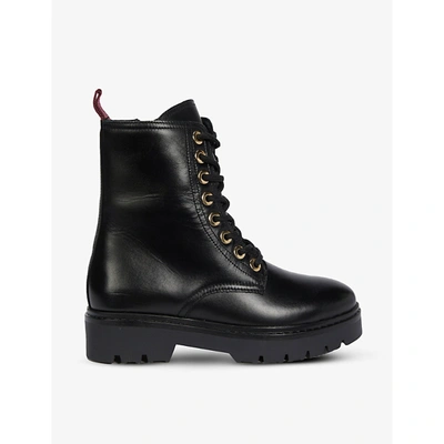 Shop Claudie Pierlot Anna Lace-up Leather Ankle Boots