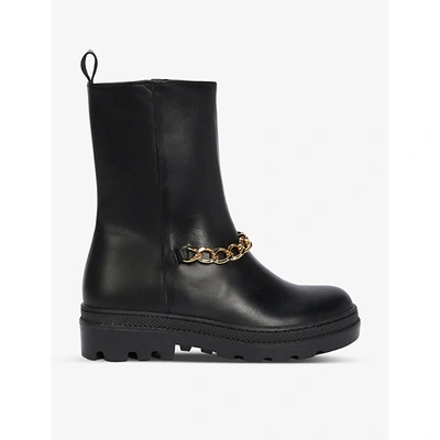 Shop Claudie Pierlot Alegria Chain-embellished Leather Boots In Black