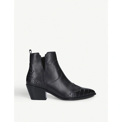 Shop Aldo Womens Black Mersey Croc-embossed Leather Ankle Boots 3