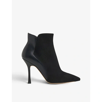 Shop Lk Bennett Aliyah Suede And Leather Ankle Boots In Bla-black