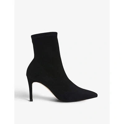 Shop Lk Bennett Womens Bla-black Allie Stretch-suede Heeled Ankle Boots