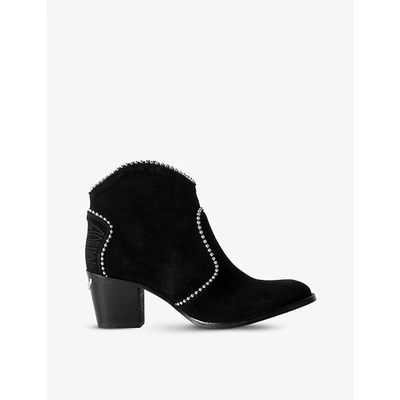 Shop Zadig & Voltaire Molly Stud-embellished Suede Ankle Boots In Noir