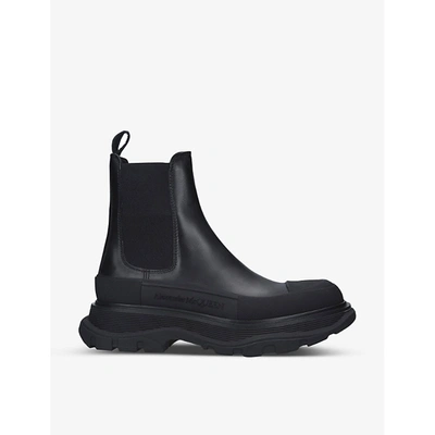 Shop Alexander Mcqueen Tread Slick Leather Chelsea Boots In Black