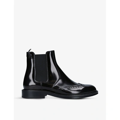 Shop Saint Laurent Ceril Brogue-detail Leather Chelsea Boots In Black