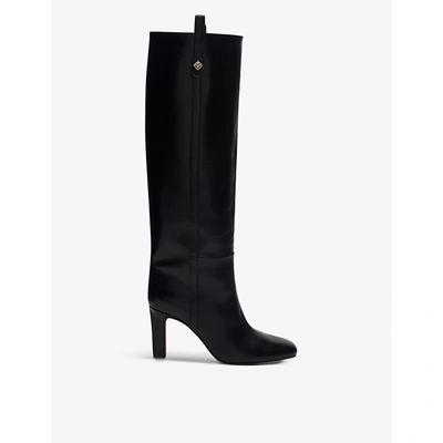 Shop Sandro Jily Leather Heeled Boots