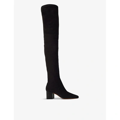 Shop Maje Faena Suede Over-the-knee Heeled Boots In Black