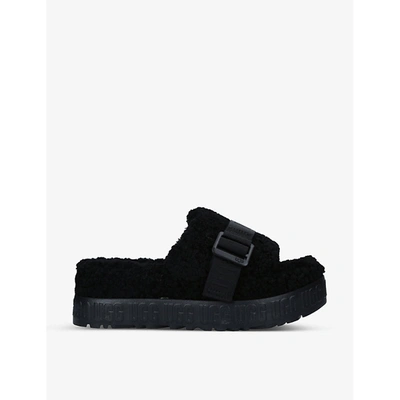 Shop Ugg Fluffita Sheepskin Platform Sandals In Black