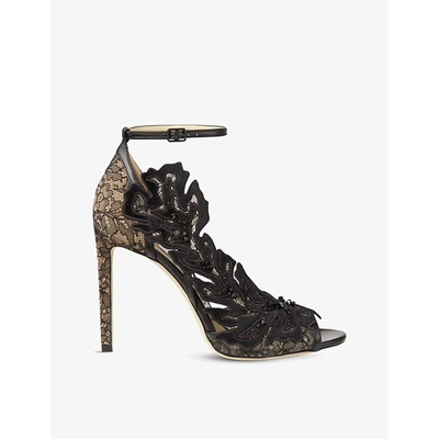 Shop Jimmy Choo Lucele 100 Lace And Leather Court Heels
