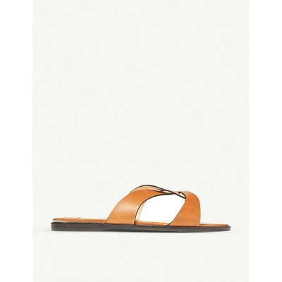 Shop Jimmy Choo Atia Twisted-strap Leather Sandals In Cuoio