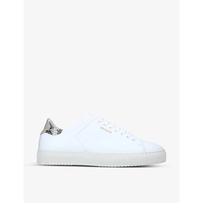 Shop Axel Arigato Clean 90 Snakeskin-embossed Panel Leather Trainers In White/comb