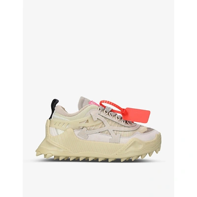 Shop Off-white Odsy-1000 Leather Trainers In Beige