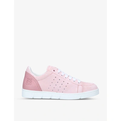 Shop Loewe Soft Branded Suede Trainers In Pink