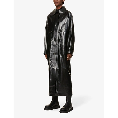 Shop Kassl Editions Oil Coated Woven Coat In Black Shine