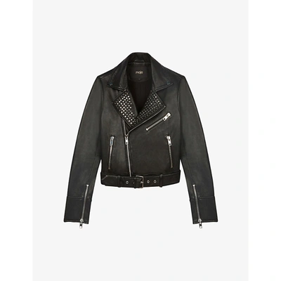 Shop Maje Billy Studded Leather Jacket