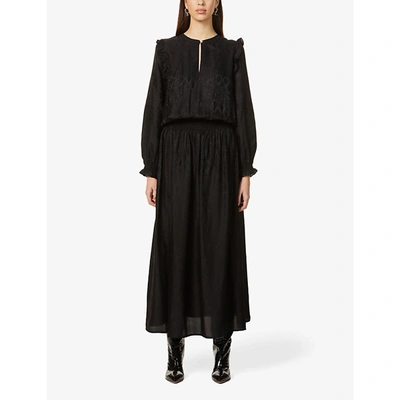 Shop Zadig & Voltaire Womens Noir Roar Jac Python-jacquard Woven Maxi Dress M
