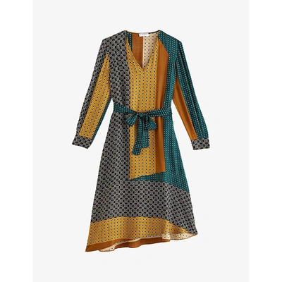 Shop Claudie Pierlot Rostant Graphic Print Silk-crepe Dress