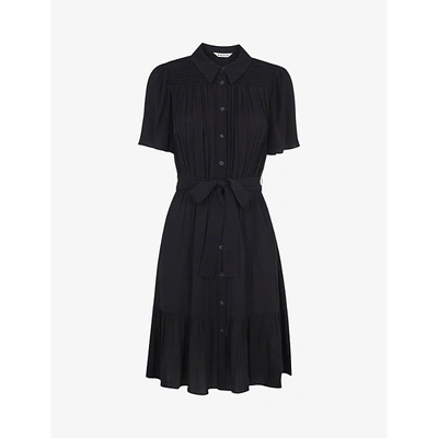 Shop Whistles Tate Button-through Crepe Dress In Black