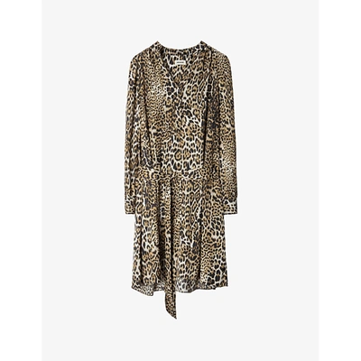 Shop Zadig & Voltaire Leo Leopard-print Satin Dress In Naturel