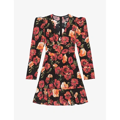 Shop The Kooples Silk Floral-print Dress