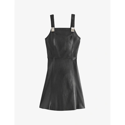 Shop Claudie Pierlot Cajou Flared Leather Dress In Black