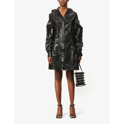 Shop Y/project Snake-print Faux-leather Midi Dress In Black+snake