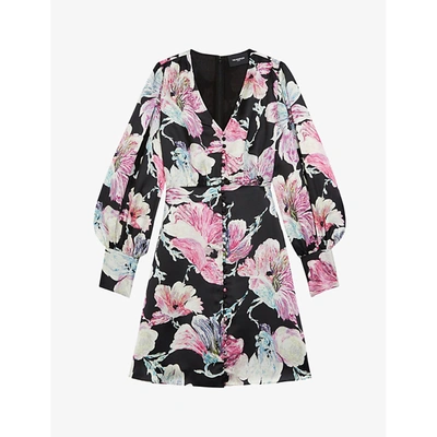 Shop The Kooples Floral-print Crepe Mini Dress