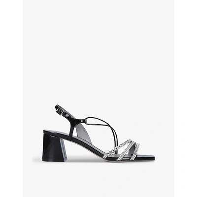Shop Gina Chadwick Embellished Heeled Patent-leather Sandals In Black