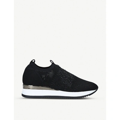 Shop Carvela Janeiro Embellished Knitted Trainers In Black
