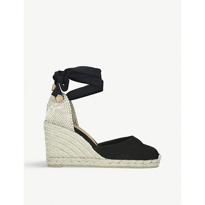 Shop Castaã±er Womens Castaner Carina Cotton-canvas Wedge Espadrilles In Black