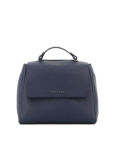 Shop Orciani Sveva Grainy Leather Small Bag In Blue