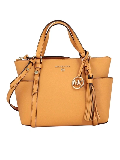 Shop Michael Kors Nomad Small Leather Bag In Orange