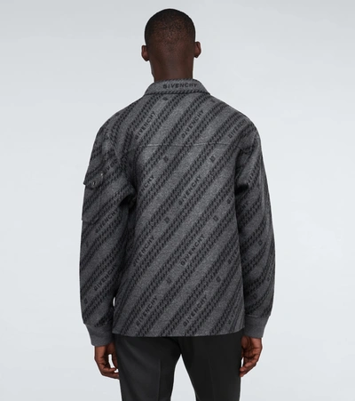 Shop Givenchy Wool, Silk And Cashmere Logo Jacket In Grey