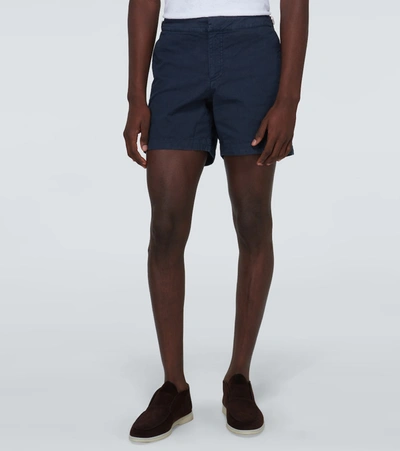 Shop Orlebar Brown Bulldog Cotton Twill Shorts In Blue