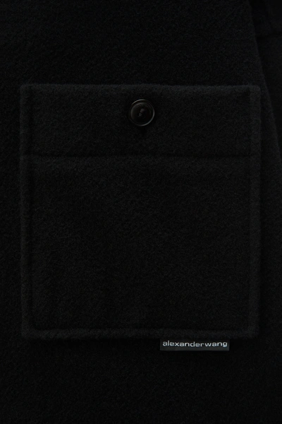Shop Alexander Wang Wool Fringe Peacoat In Black