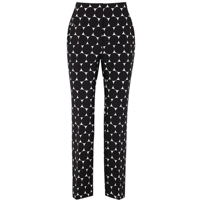 Shop Erdem Pansy Dot-print Straight-leg Trousers In White And Black