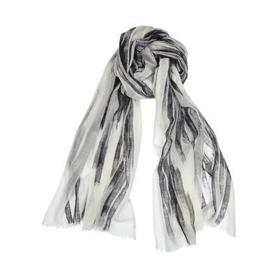 Shop Eileen Fisher Printed Wool-gauze Scarf In Black And White