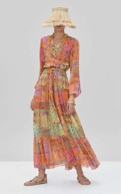 Shop Alexis Women's Fayina Printed Georgette Dress In Orange