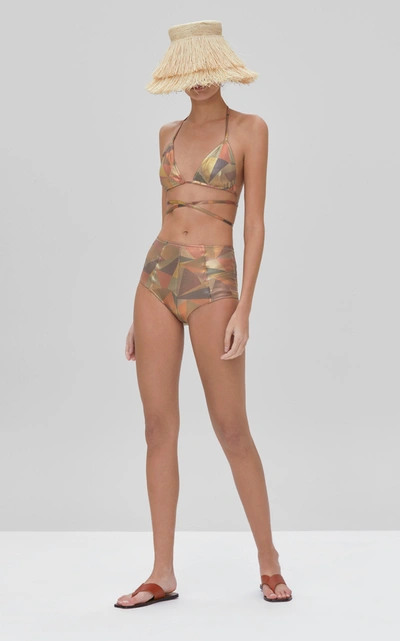 Shop Alexis Lavani Metallic Bikini Set In Brown