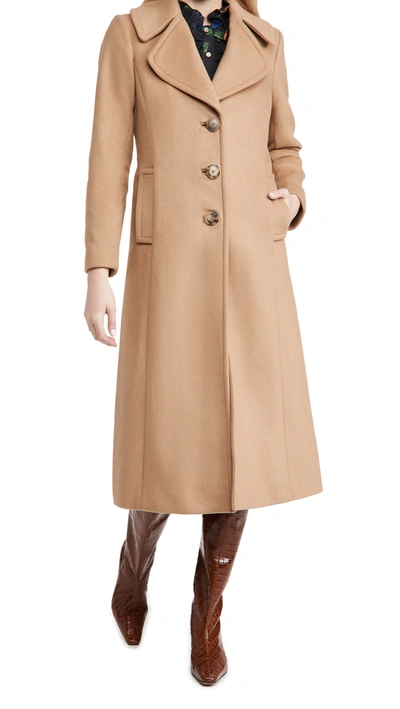 Shop Tory Burch Wool Cashmere Coat In Rich Camel