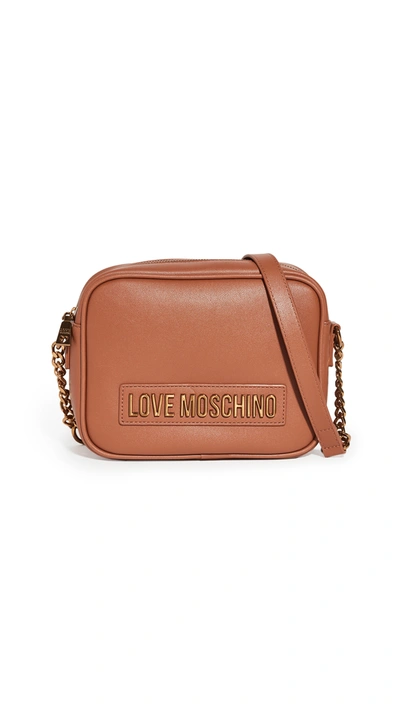 Shop Moschino Camera Bag In Tan