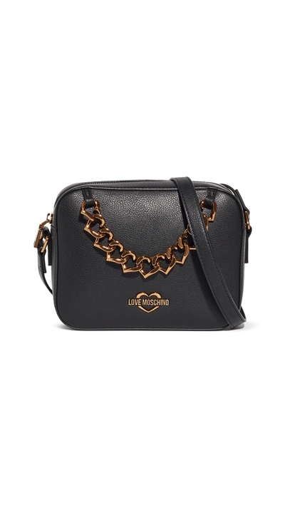 Shop Moschino Camera Bag With Chain In Black