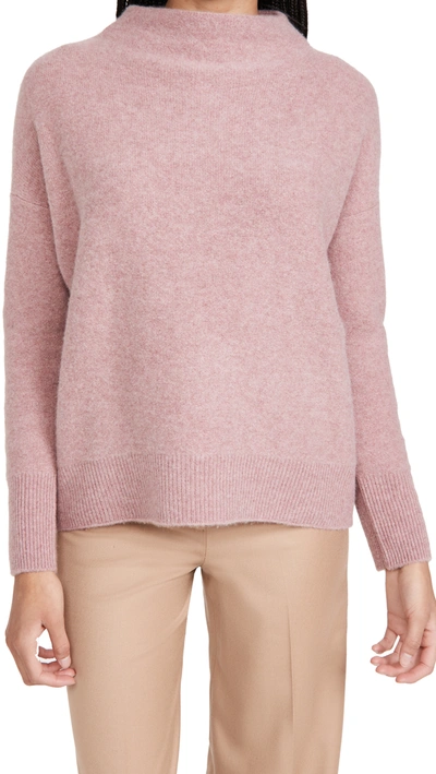 Shop Vince Boiled Cashmere Funnel Neck Pullover In Heather Mauve Orchid