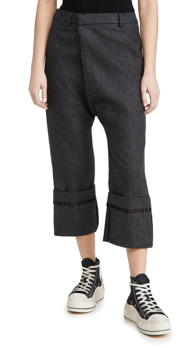 Shop R13 Tailored Crossover Pants With Wide Cuff In Charcoal/black