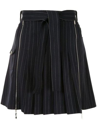 Pre-owned Dior  Pinstripe Pleated Skirt In Blue
